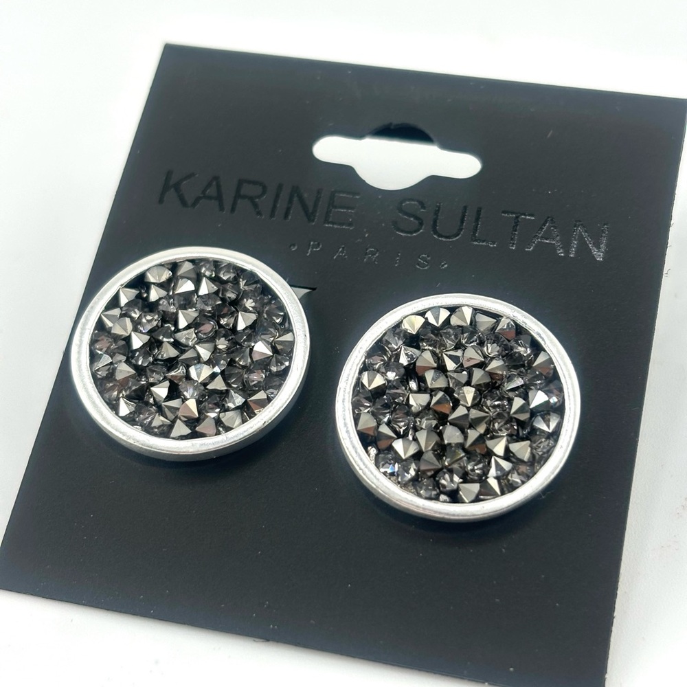 Black Crystal Cluster Clip On Earring